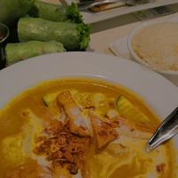 Kaeng Ka-Ri (yellow curry) as well as Fresh Rolls and Spicy Noodles at Araya's Place - University District in Seattle