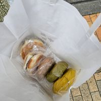 Bagel selection at Kamogawa Bakery in Kyoto