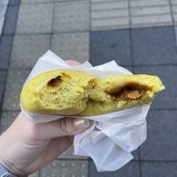 Curry bagel   at Kamogawa Bakery in Kyoto