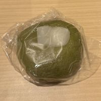 Matcha mochi bagel.  at Kamogawa Bakery in Kyoto