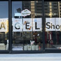 New ad in the kitchen window.  at Kamogawa Bakery in Kyoto