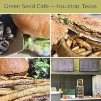 Fungus Amongus, Latini Panini, and Green Seed Burger with dill fries at Green Seed Vegan in Houston
