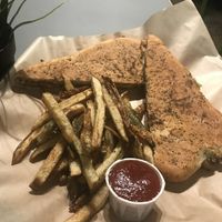 Latini with dill fries at Green Seed Vegan in Houston