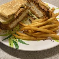 Hot Chicken With shared side of fries. at Nice Burger in Stanton