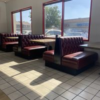 Dated but spacious interior (seating area)  at Nice Burger in Stanton