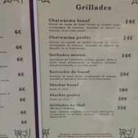 Menu at Le Comptoir Libanais in Cherbourg