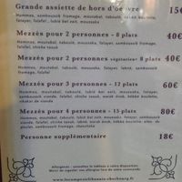 Menu at Le Comptoir Libanais in Cherbourg