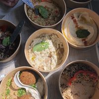 8 mezze options all vegan  at Le Comptoir Libanais in Cherbourg