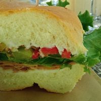 Panino con mortadella vegana at River Oglio Bike Bar in Darfo Boario Terme