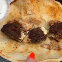 Impossible™ Victory Falafel before adding the sauce
 at Disneyland - Shawarma Palace - Food Stand in Anaheim