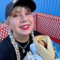 Too happy to have gotten my fave DCA breakfast at Disneyland - Shawarma Palace - Food Stand in Anaheim