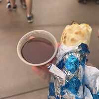 Chili maple syrup- very drippy   at Disneyland - Shawarma Palace - Food Stand in Anaheim