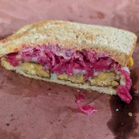 1/2 of the Tempe Reuben sandwich. I loved how much cabbage there was. at Sweet Pea Cafe in Tallahassee