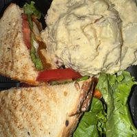 Buffalo fried tofu with potato salad   at Sweet Pea Cafe in Tallahassee