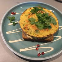 Omelet and avacado on sourdough bread at Kaffeemacherei in Frankfurt