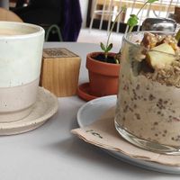 Latte mit Bircher Müsli ❤️ at Kaffeemacherei in Frankfurt