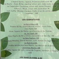 Drinks menu at La Tribu in Ile-de-re
