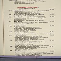 Vegan menu at Indian Street Food in Berlin