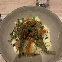 Pasta with tempura veggies  at BUCK Bar Kitchen in Boskoop