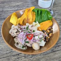 Ceviche de champiñones at El Chino Vegano in Lima