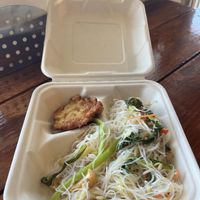 Noodles and eggless paddy (tofu) soooo good   at The Vegan Shop in Hilo