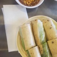 Spring rolls with peanut sauce at The Vegan Shop in Hilo