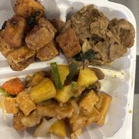 Basil tofu, beef, sweet and sour   at The Vegan Shop in Hilo