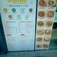 Menu with multiple vegan items and vegan toppings.  at Impasta in Beverly Hills