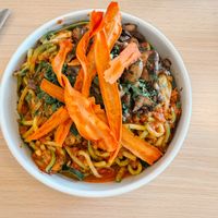 Vegan bolognese and vegan bacon at Impasta in Beverly Hills