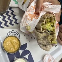 Burrito estelar (con mayonesa de almendras y ají de la casa)  at Holy Plants in Lima