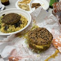 Mac and cheese and a Mexican burger  at Holy Plants in Lima