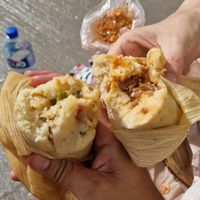 Rajas y queso and Frijolito at Tamales Ciencia Ficción in Playa Del Carmen