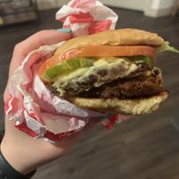 Vegan double cheeseburger  at Herbie's Burgers in Albany