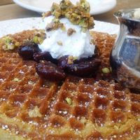 Cherry Pistachio Waffle at Cafe Flora in Seattle