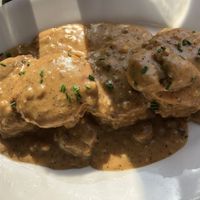 Gravy and biscuits  at Cafe Flora in Seattle