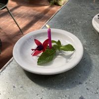 Sweet surprise for my birthday!   at Cafe Flora in Seattle