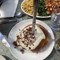 Vegan cinnamon roll was delicious    at Cafe Flora in Seattle