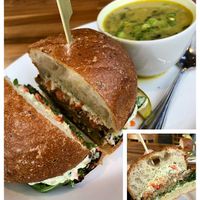 Black Bean Burger AKA Italian Burger  at Cafe Flora in Seattle