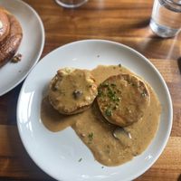 Biscuits and gravyy  at Cafe Flora in Seattle