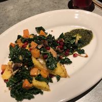 Polenta cakes, kale, butternut squash, pomegranate... at Cafe Flora in Seattle