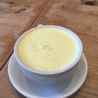 Golden Milk (vegan) : coconut milk, turmeric, black pepper, ginger, cardamom, coriander & chaga at Cafe Flora in Seattle