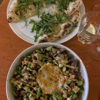 Vegan rosemary focaccia and vegan salad  at Cafe Cuba in St Julians