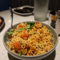 Vegan biryani  at Roots Indian Bistro in Los Angeles