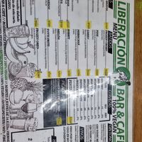 Menu at Liberación Cocina Vegana in Buenos Aires
