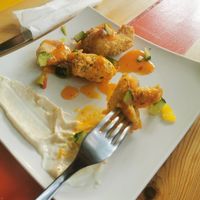 Sweet mango chilli soya chick'n at Esmie's in Coventry