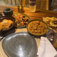 Coconut rice, tofu bites, vegan curry, naan   at Tandoor in El Gouna
