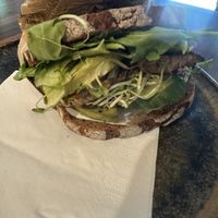 Sourdough sandwich with mushrooms  at Nina‘s Deli in Dreieich