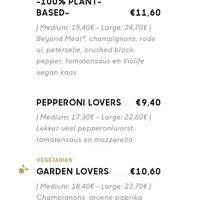 Menu at Pizza Hut in Antwerpen