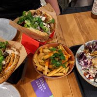 2 Döner, one with pumpkin, one classic, Döner Bowl, Fries at Happy Döner in Mainz