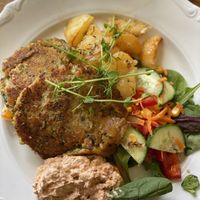 Zucchini fritters at Gaggeska Garden in Vasteras